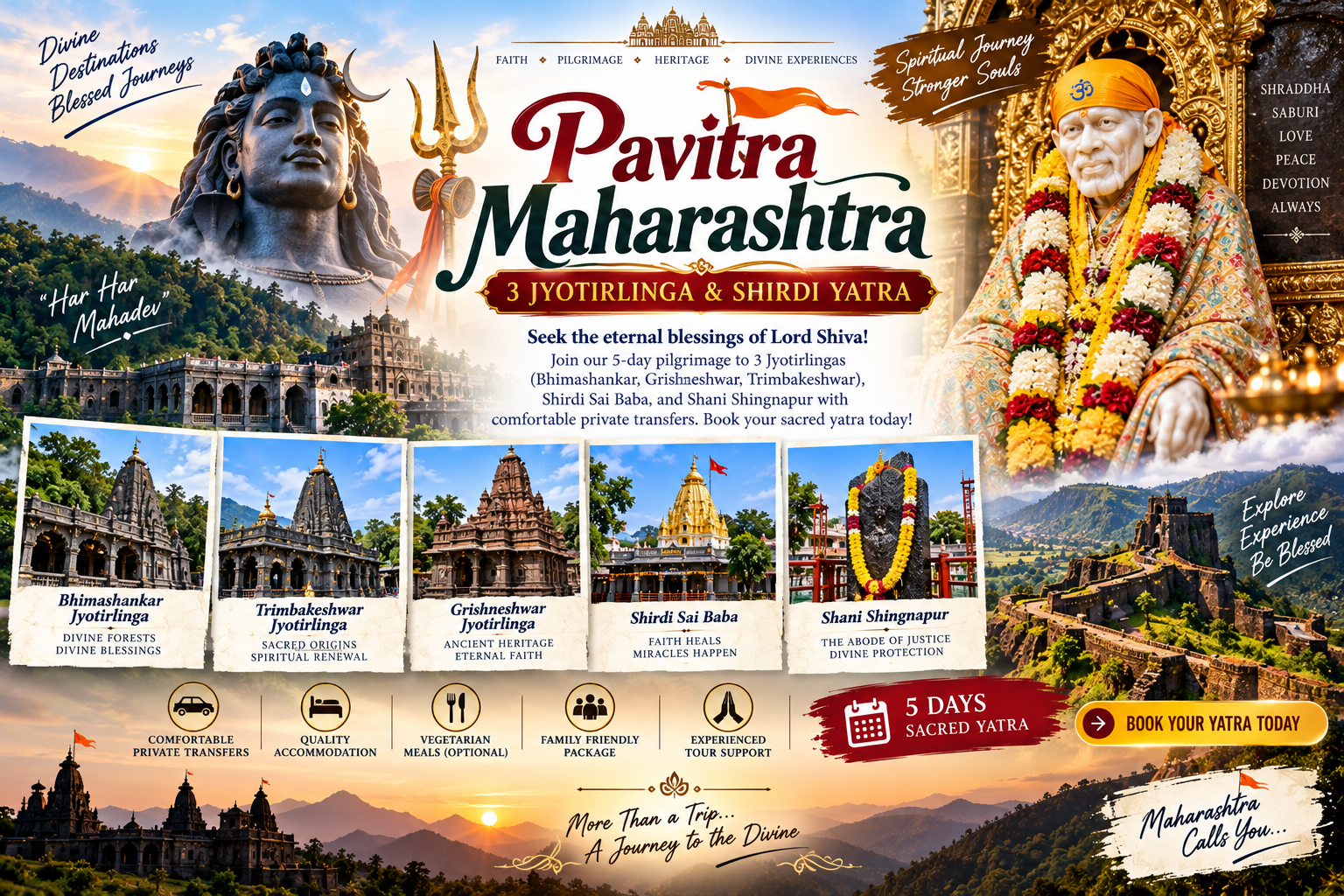 Pavitra Maharashtra: 3 Jyotirlinga & Shirdi Yatra